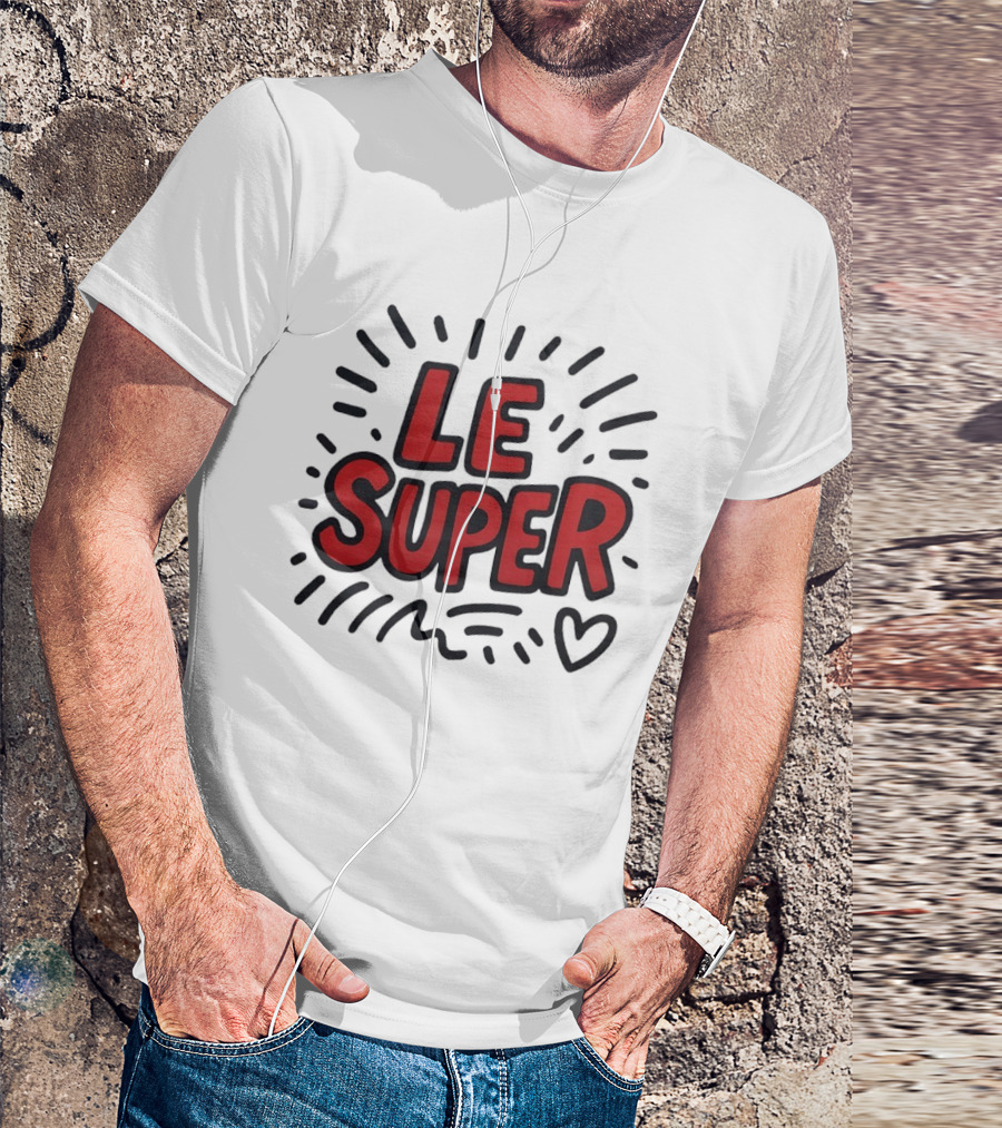 Le Super Text With Doodle Heart And Lines T-Shirt
