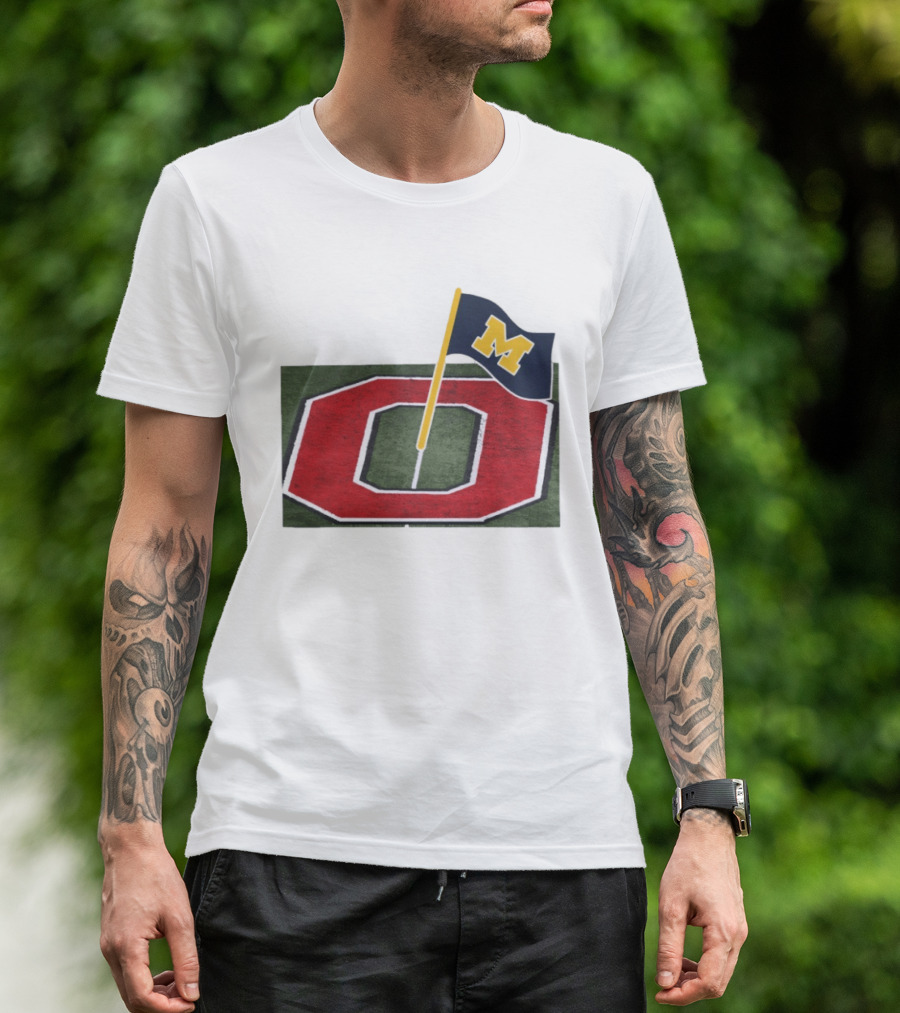 Michigan Flag Planting Ohio Rivalry Symbolic Gesture T-Shirt