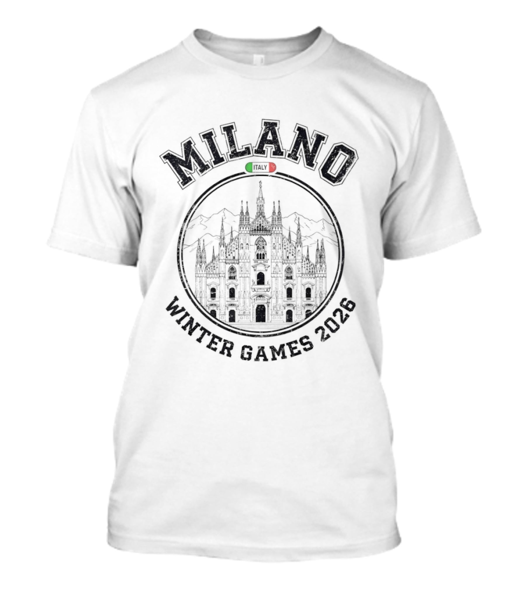 Milano Winter Games 2026 Italy Cathedral Mountains T-Shirt