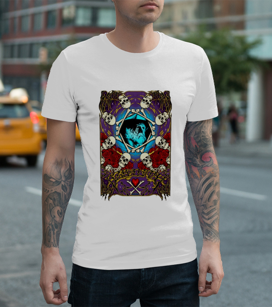 Skull And Roses Psychedelic Tribute Boby Weir In Loving Memory T-Shirt