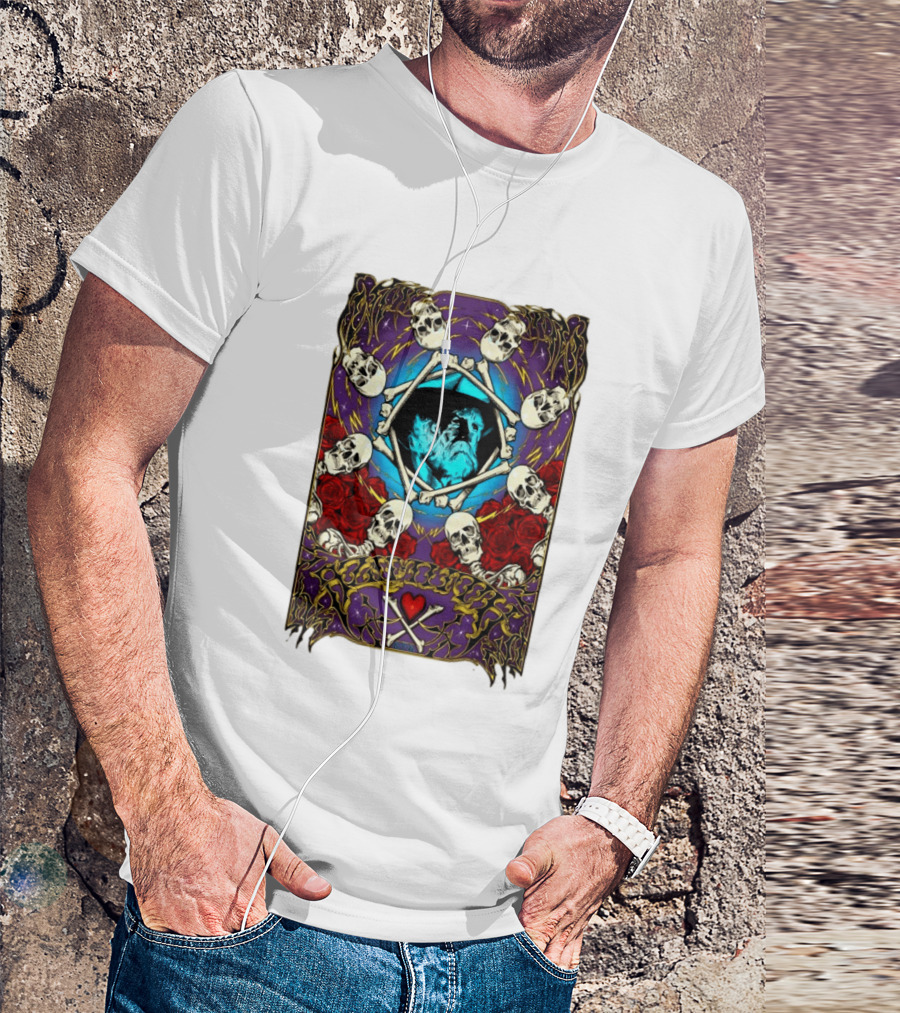 Skull And Roses Psychedelic Tribute Boby Weir In Loving Memory T-Shirt