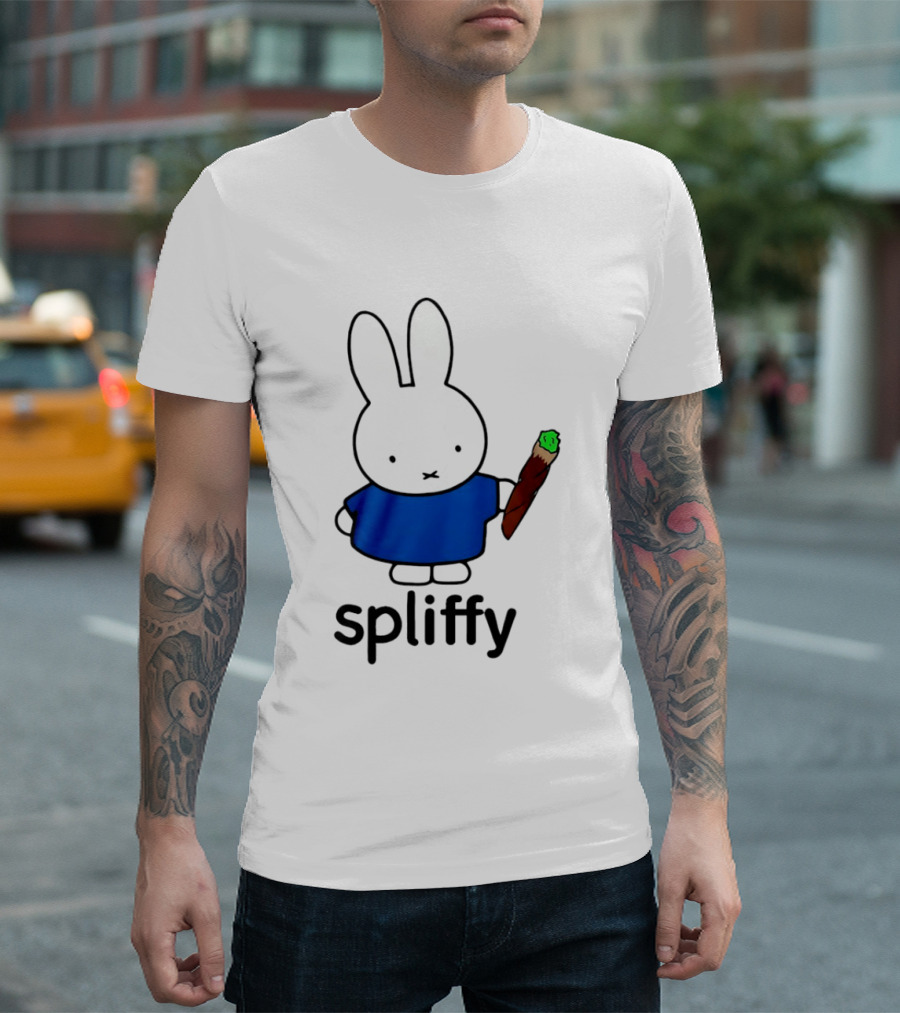Bunny Spliffy Character Holding Joint T-Shirt