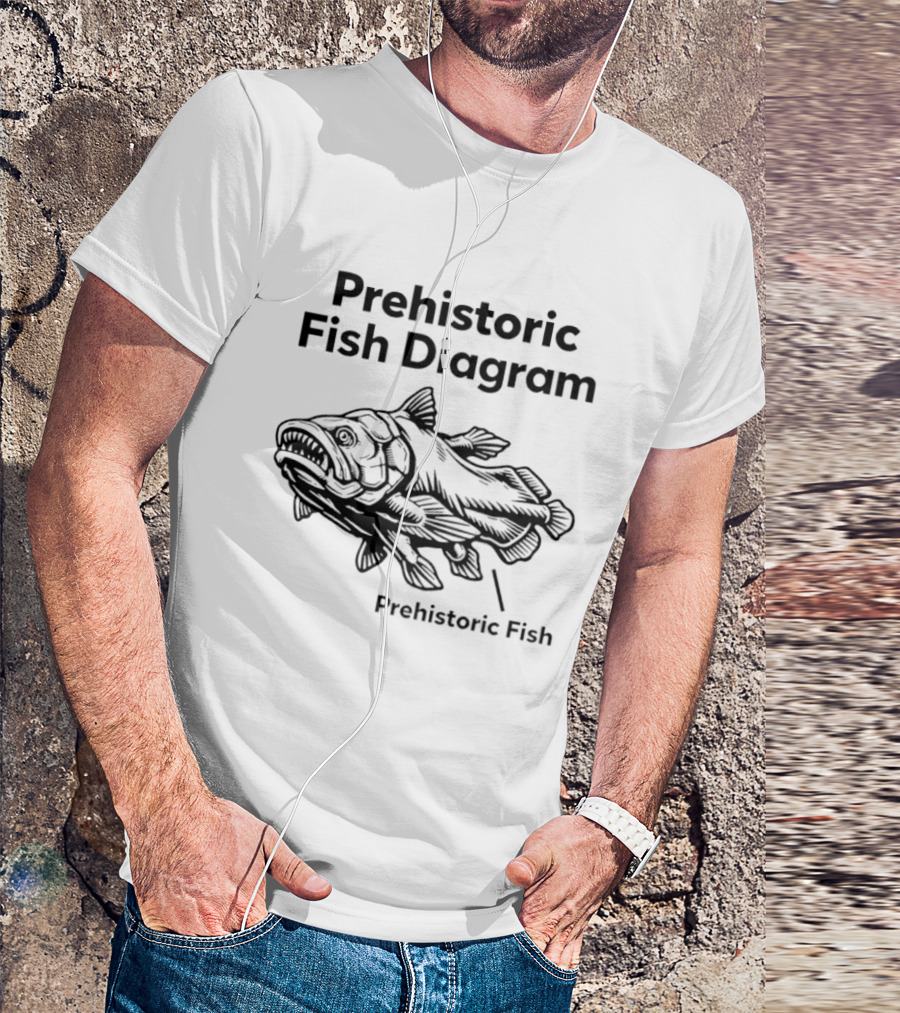 Prehistoric Fish Diagram Coelacanth Creature T-Shirt