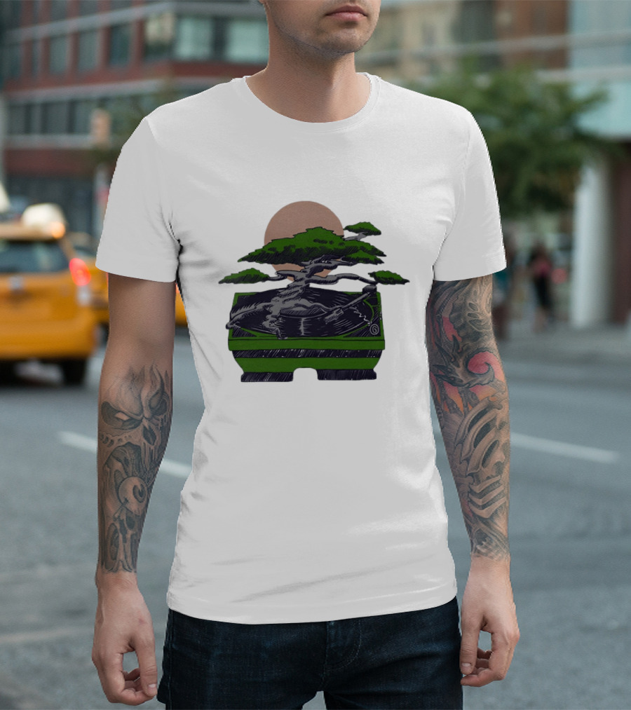 Zach Dempsey Bonsai Record Turntable Moon T-Shirt