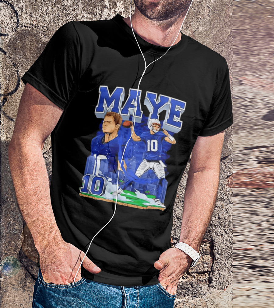 Maye Number 10 Quarterback Football Player City Skyline T-Shirt