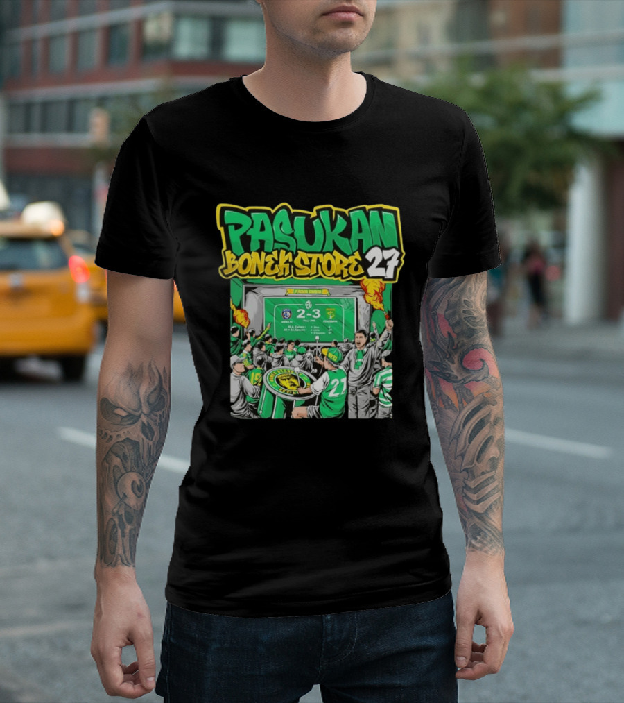 Pasukan Bonek Store 27 Persebaya Surabaya Football Fans 2 3 Match Celebration T-Shirt