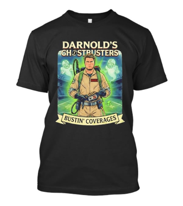 Darnold's Ghostbusters Bustin' Coverages Paranormal NFL Football Action T-Shirt