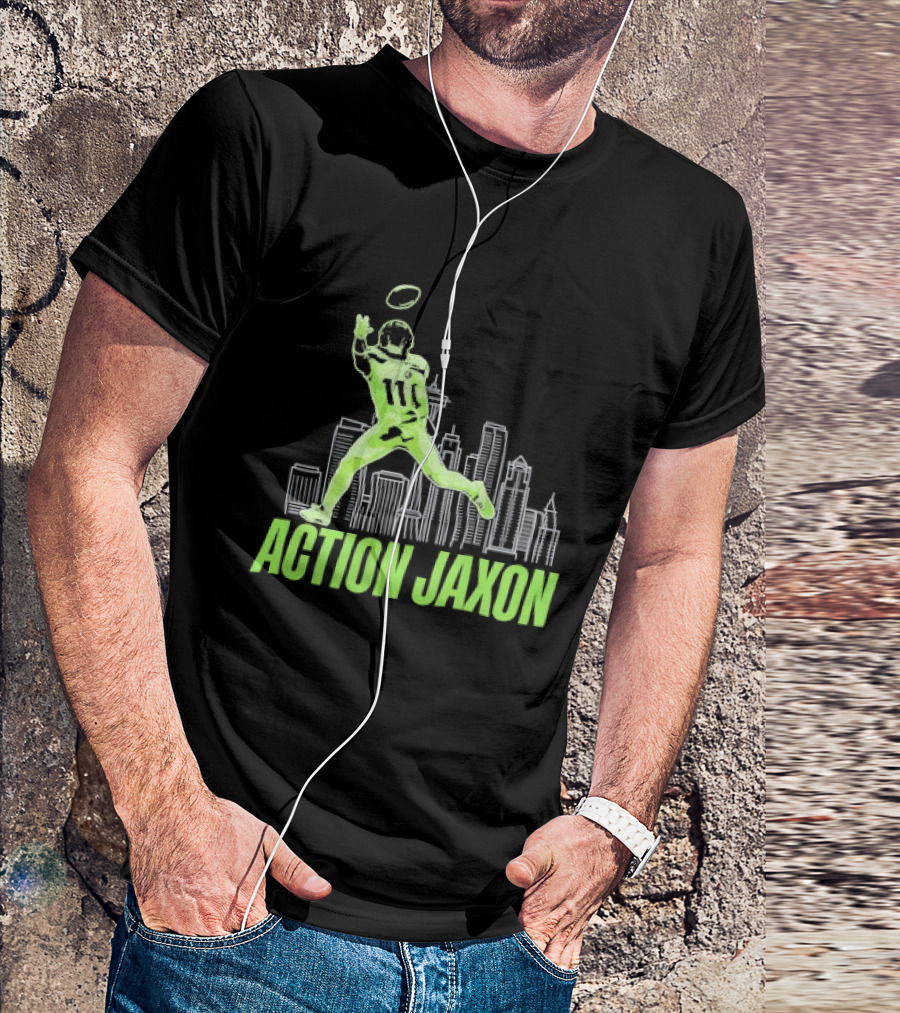 Seattle Football Jaxon Smith Njigba Action Jaxon Skyline T-Shirt
