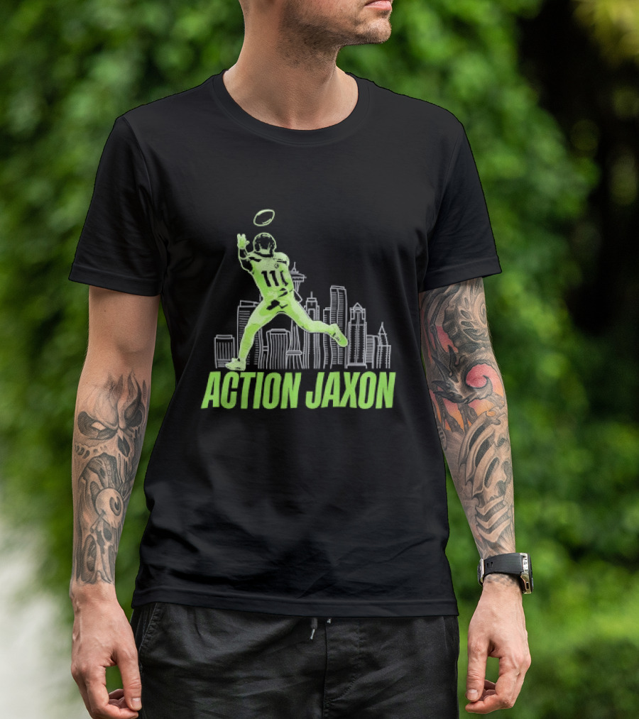 Seattle Football Jaxon Smith Njigba Action Jaxon Skyline T-Shirt