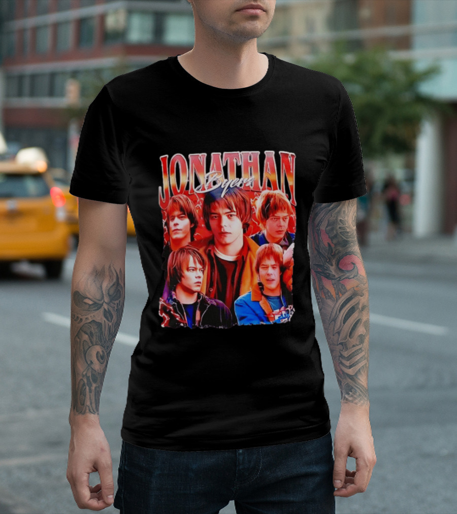 Jonathan Byers Stranger Things 90s Bootleg Vintage Style Multicolor Montage T-Shirt