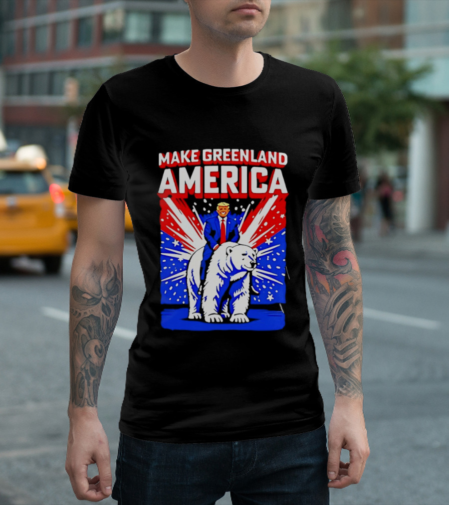 Make Greenland America Trump Riding Polar Bear T-Shirt