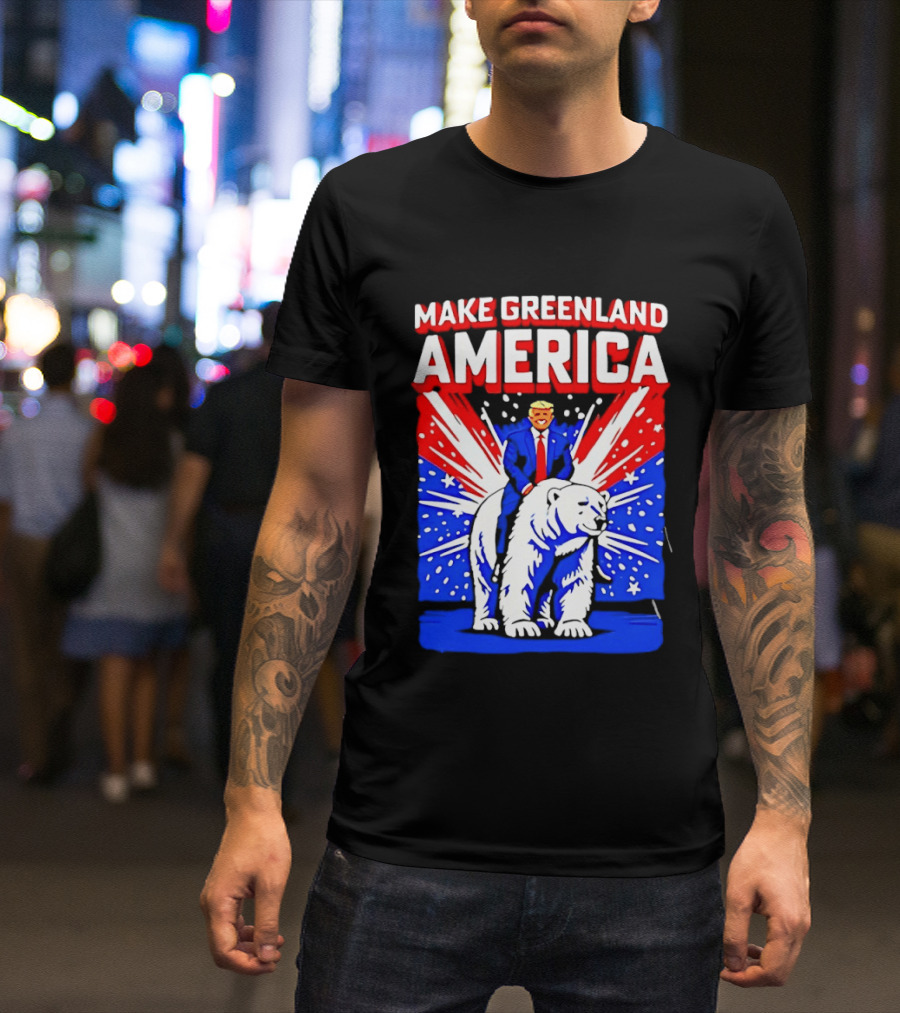 Make Greenland America Trump Riding Polar Bear T-Shirt