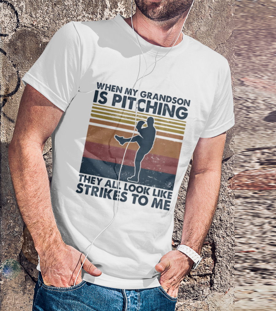 Grandson Pitching Baseball Strikes T-Shirt