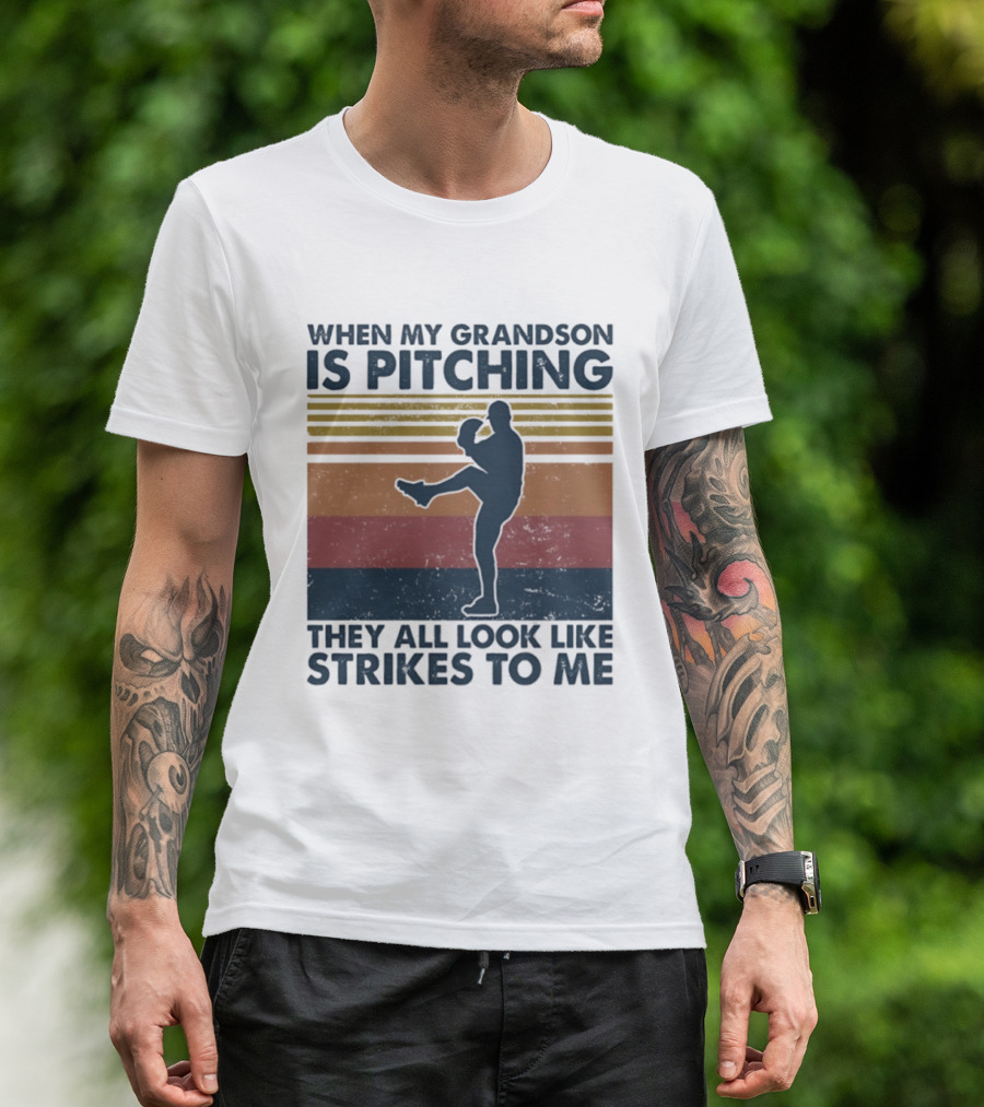 Grandson Pitching Baseball Strikes T-Shirt