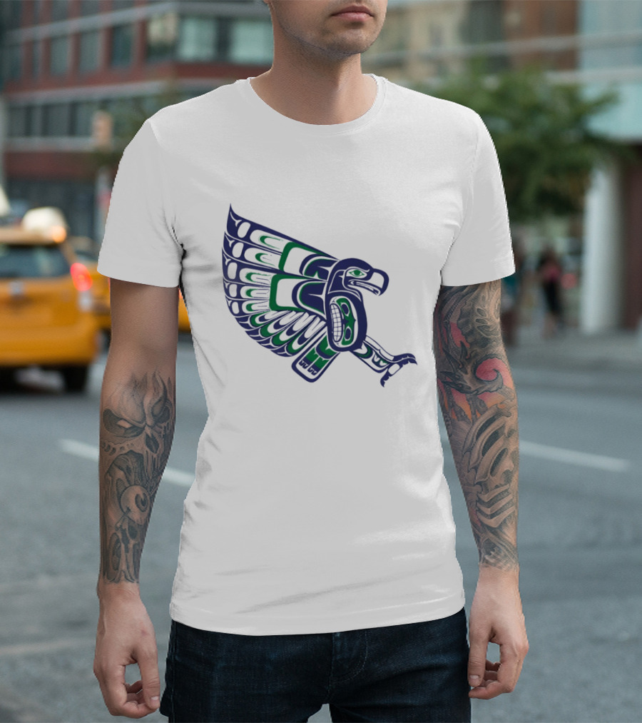 Seattle Football Native American Inspired Hawk Bird Wing T-Shirt