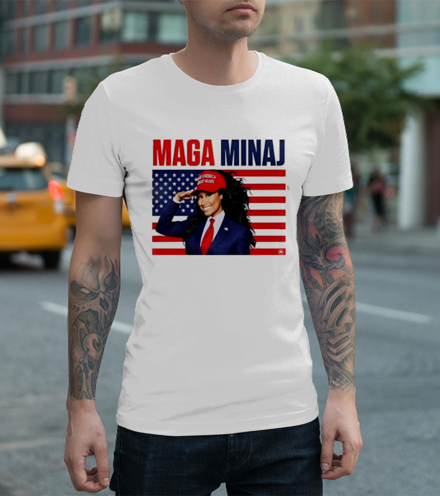MAGA Minaj Make America Great Again America Flag T-Shirt