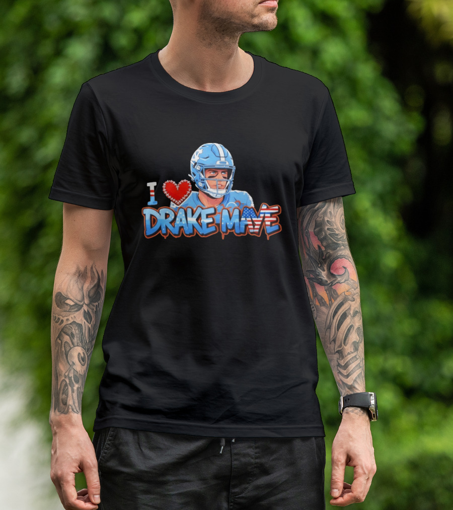 North Carolina Tar Heels Football I Love Drake Maye 2026 T-Shirt