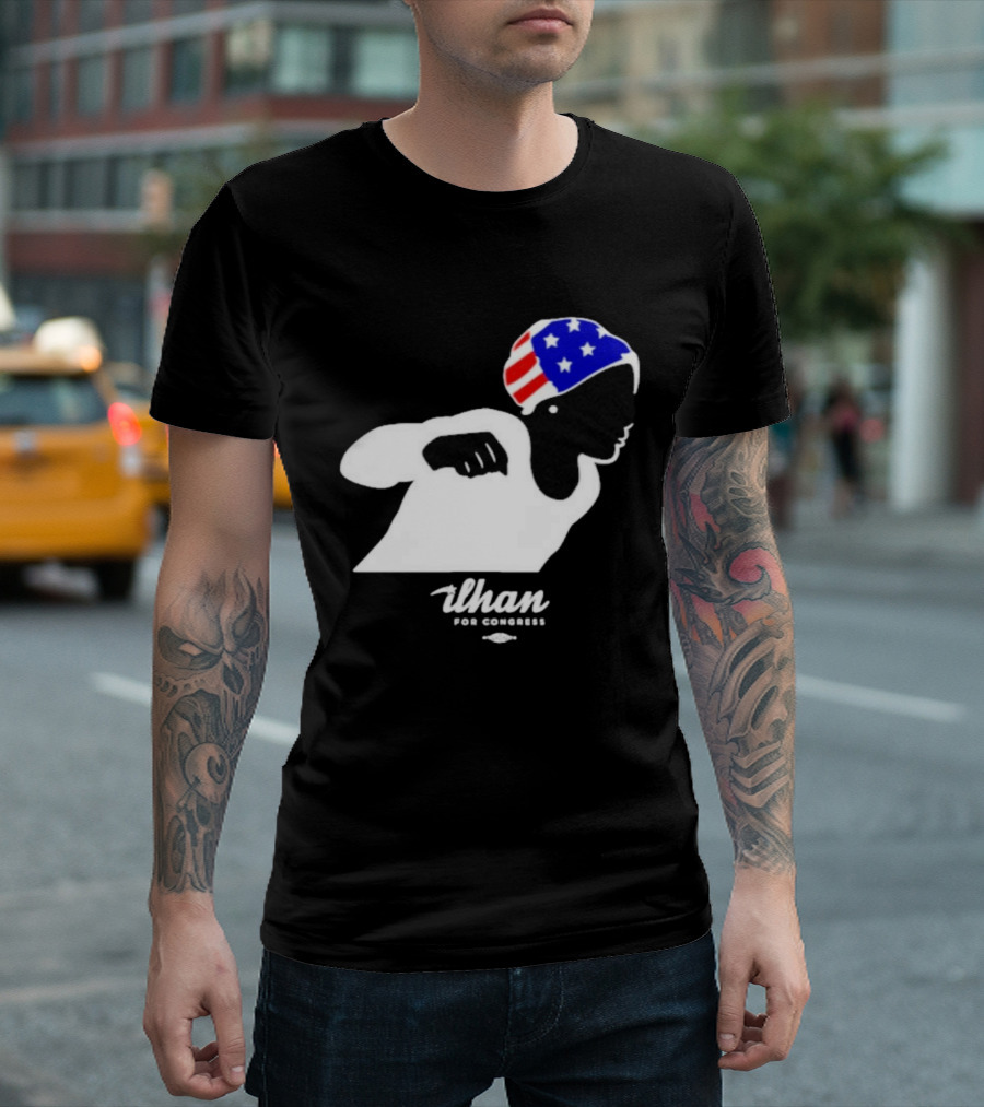 Ilhan For Congress Patriotic Runner Icon Don't Let Bullies Win T-Shirt