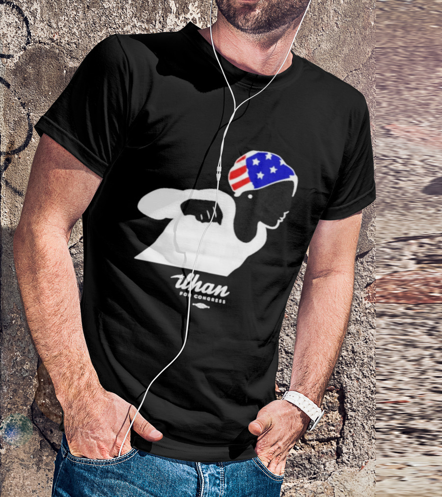 Ilhan For Congress Patriotic Runner Icon Don't Let Bullies Win T-Shirt