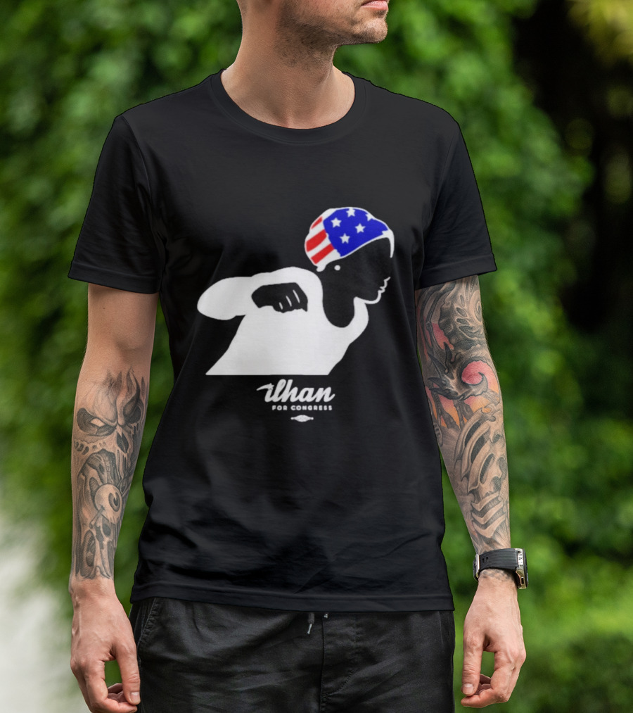 Ilhan For Congress Patriotic Runner Icon Don't Let Bullies Win T-Shirt