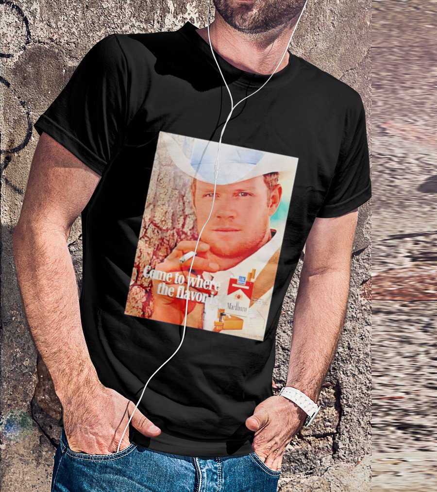 Come To Where The Flavor Is Marlboro Man Cowboy White Hat Cigarette T-Shirt