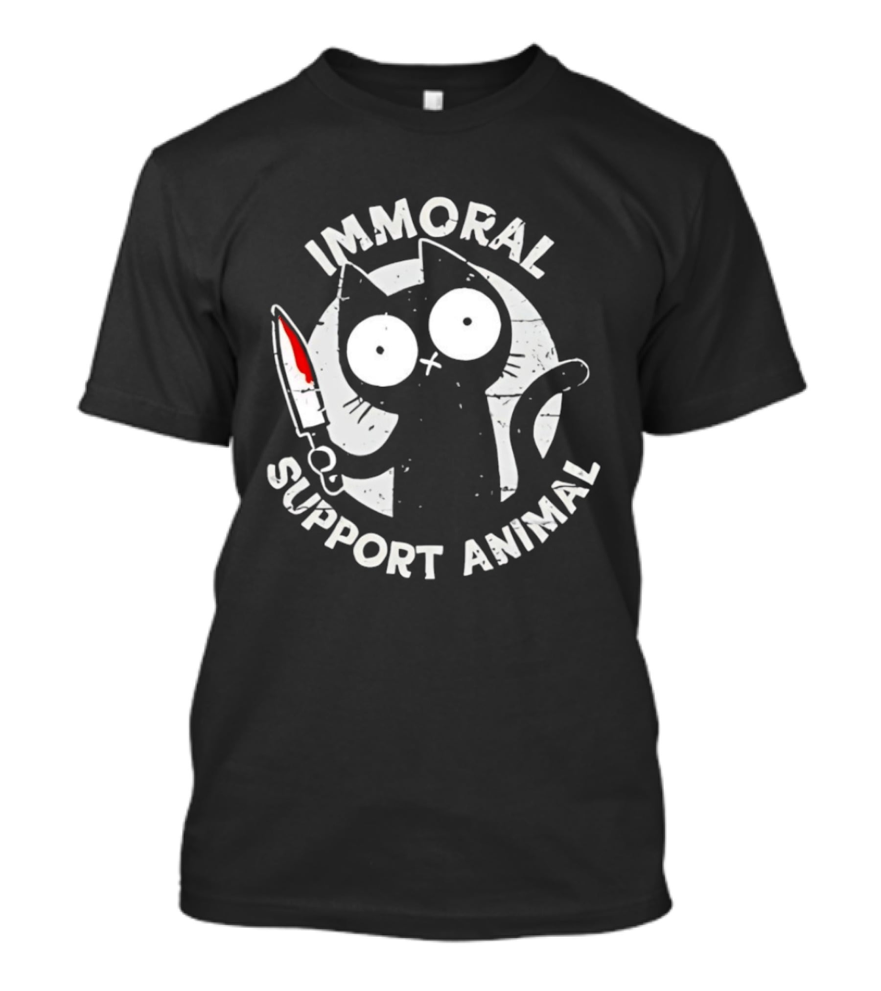 Immoral Support Animal Cat With Knife T-Shirt