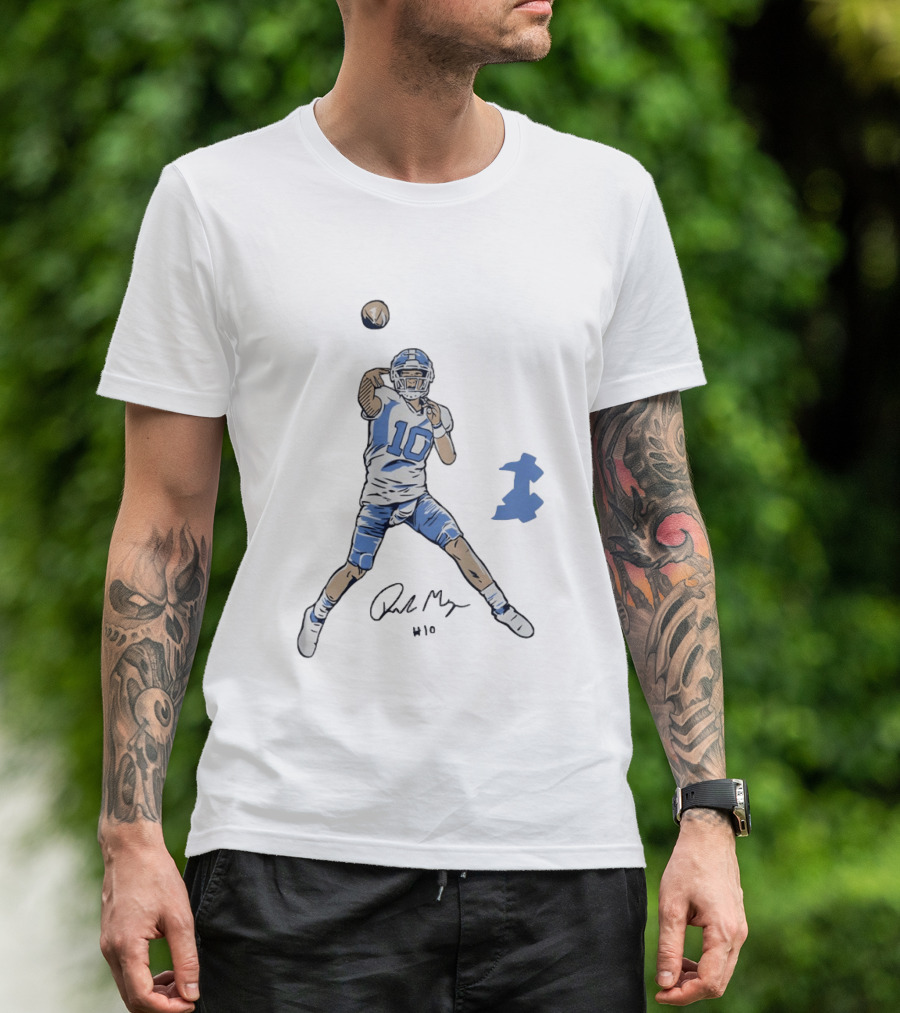 Drake Maye 10 North Carolina Tar Heels Football Pro Pose T-Shirt
