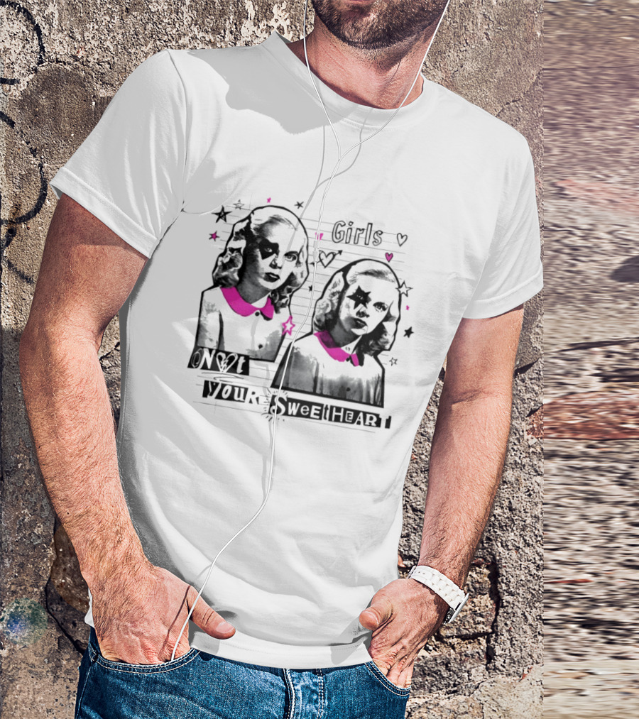 Girls Not Your Sweetheart Retro Pink Collar Twins T-Shirt