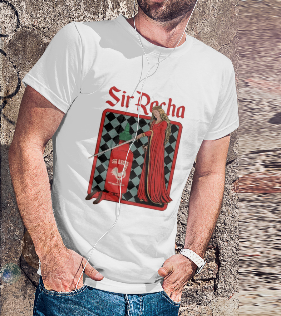 Sir Racha Hot Chilli Pepper Sauce Medieval Knight And Lady T-Shirt