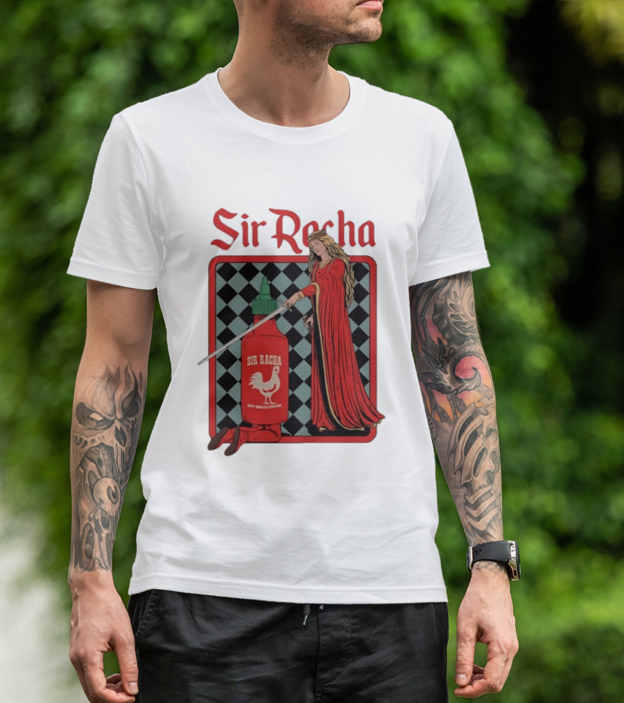 Sir Racha Hot Chilli Pepper Sauce Medieval Knight And Lady T-Shirt