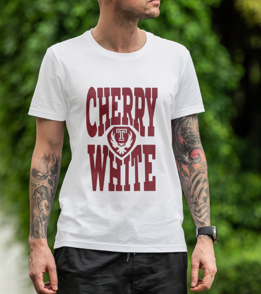 Temple Owls Cherry White T T-Shirt