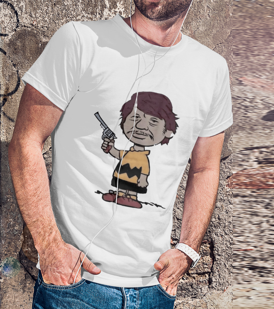 Charles Bronson Charlie Brown Mashup Character With Gun T-Shirt