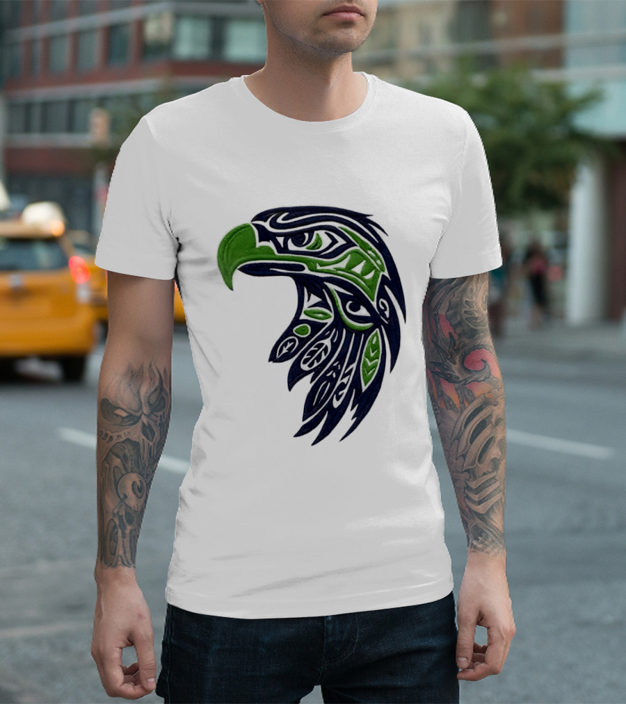 Seattle Seahawks Native American Tribal Art Eagle Head T-Shirt