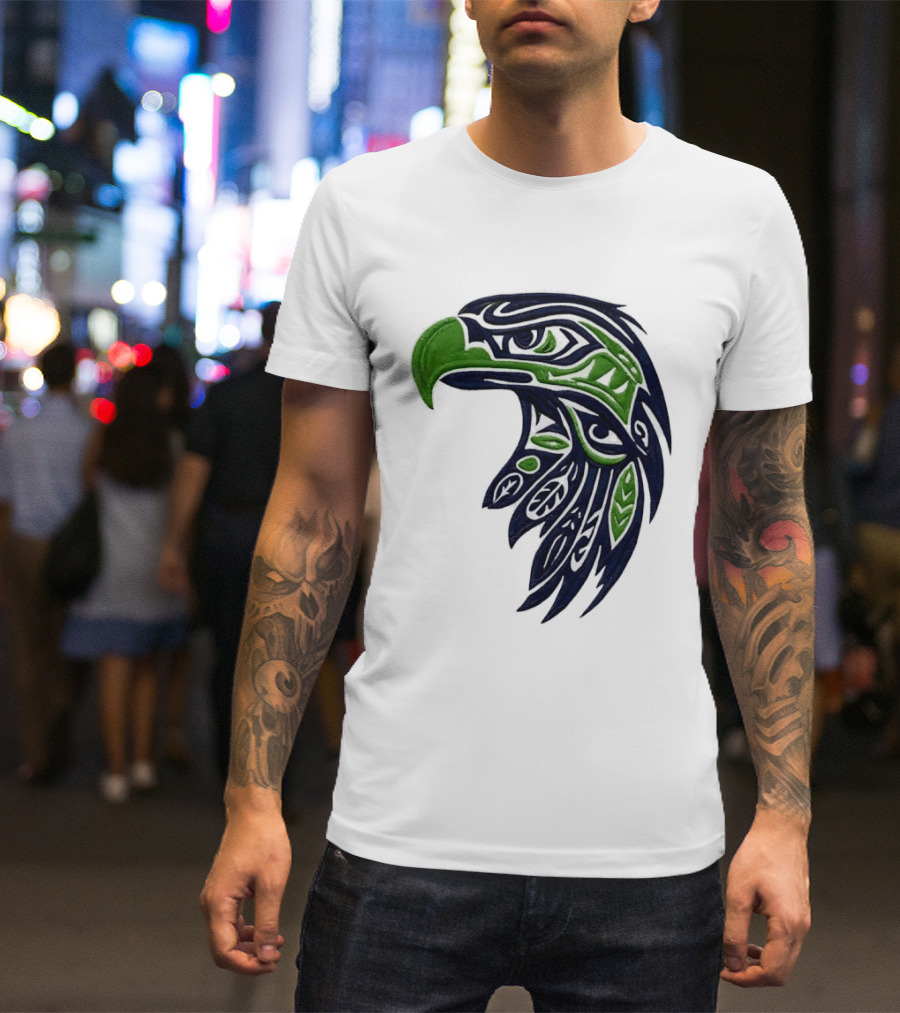 Seattle Seahawks Native American Tribal Art Eagle Head T-Shirt