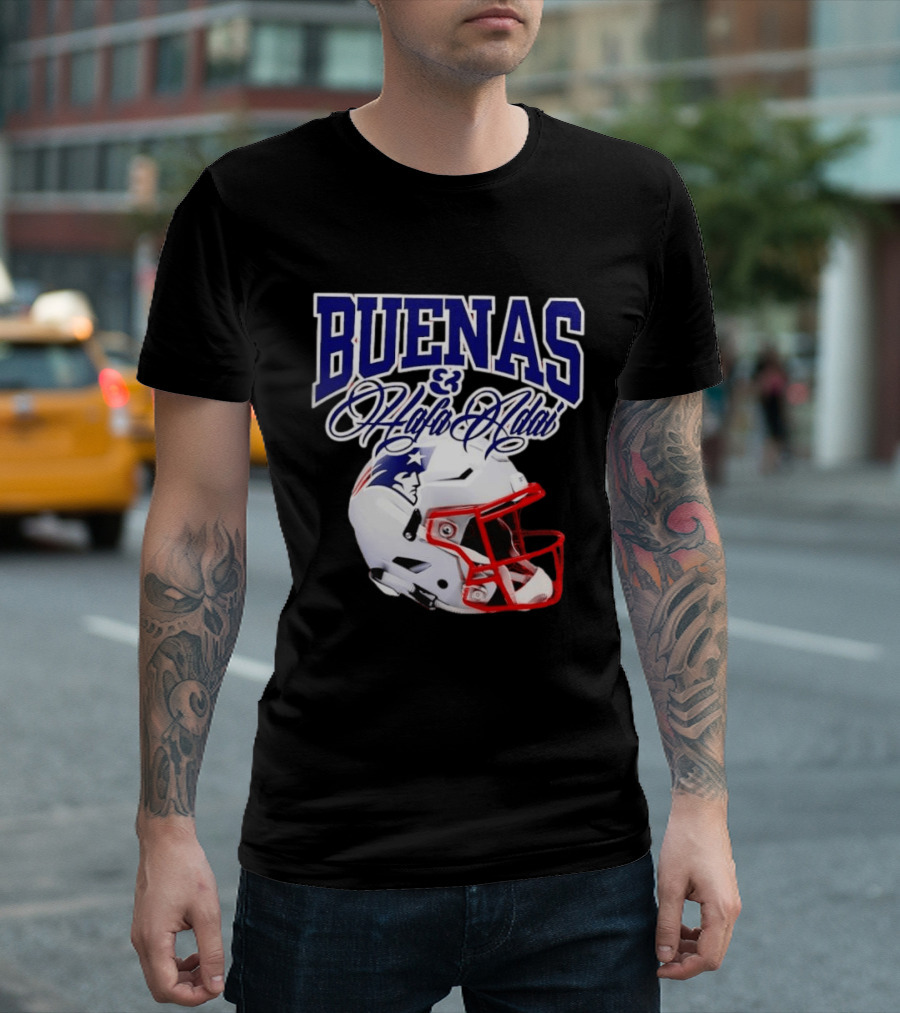 Buenas Hafa Adai New England Patriots Football Helmet T-Shirt