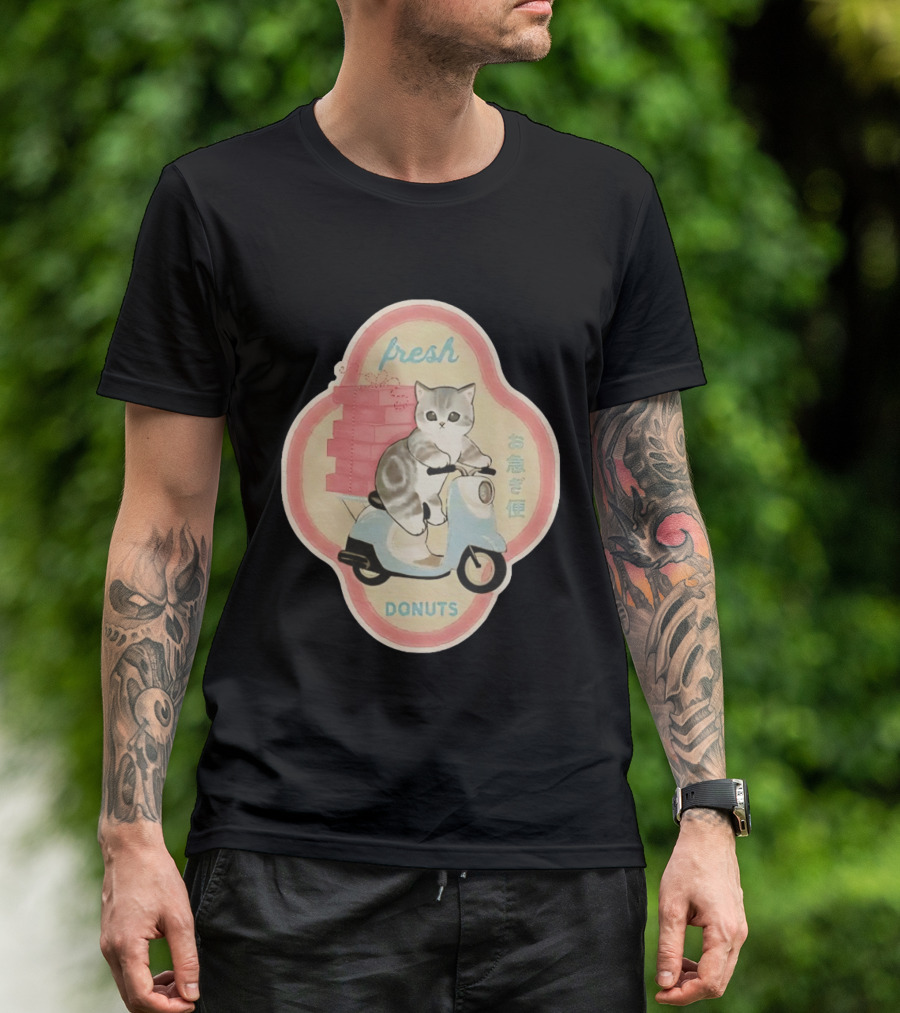 Fresh Cat Mofusand Donuts Delivery Scooter Japan T-Shirt