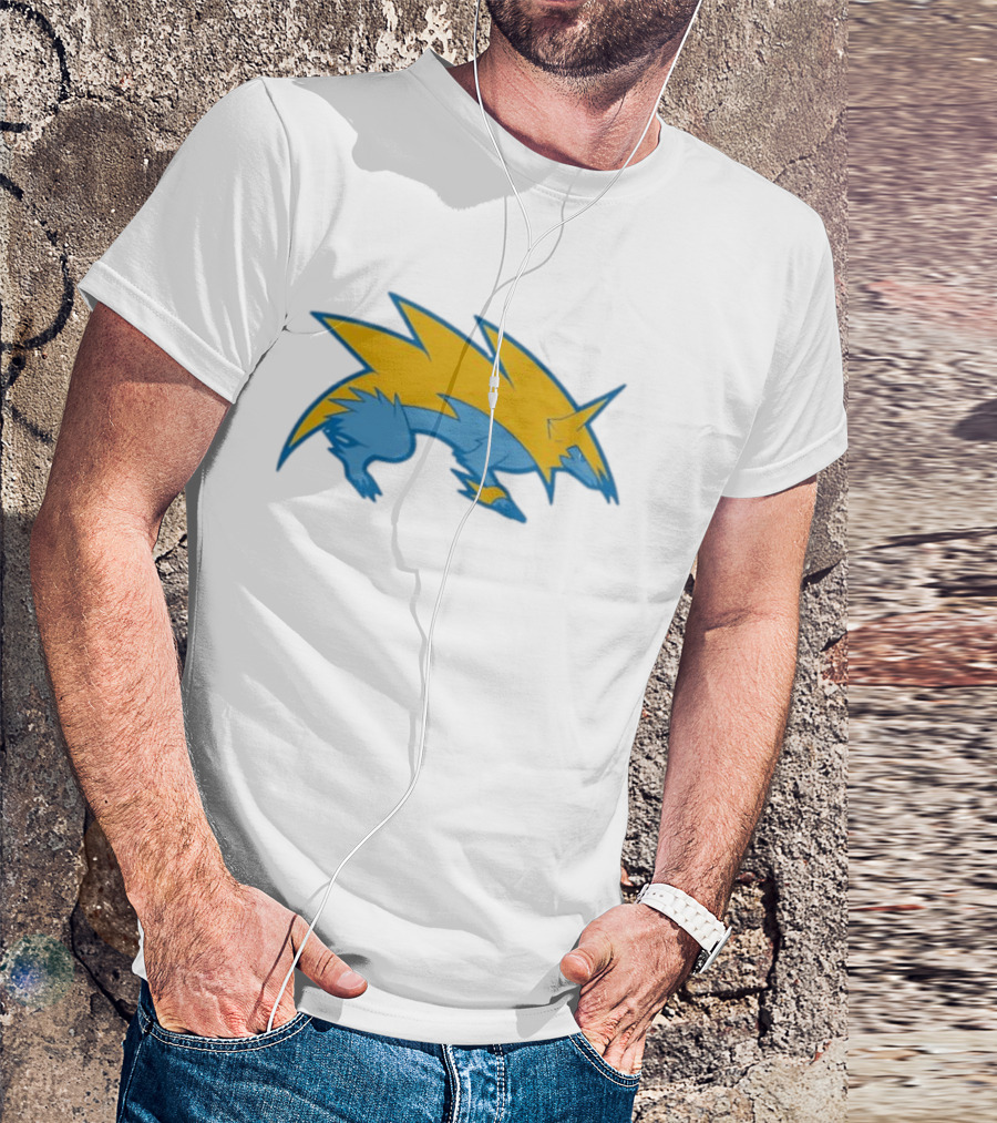 Blue Yellow Electric Wolf Lightning Creature T-Shirt