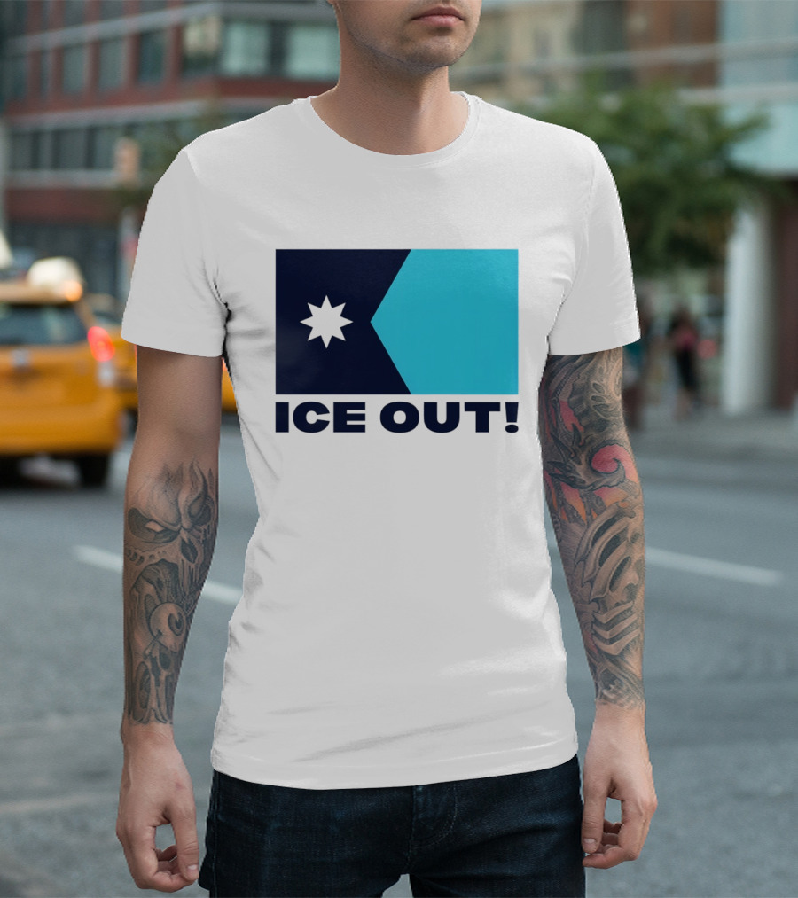 Ice Out Minnesota Star Flag T-Shirt