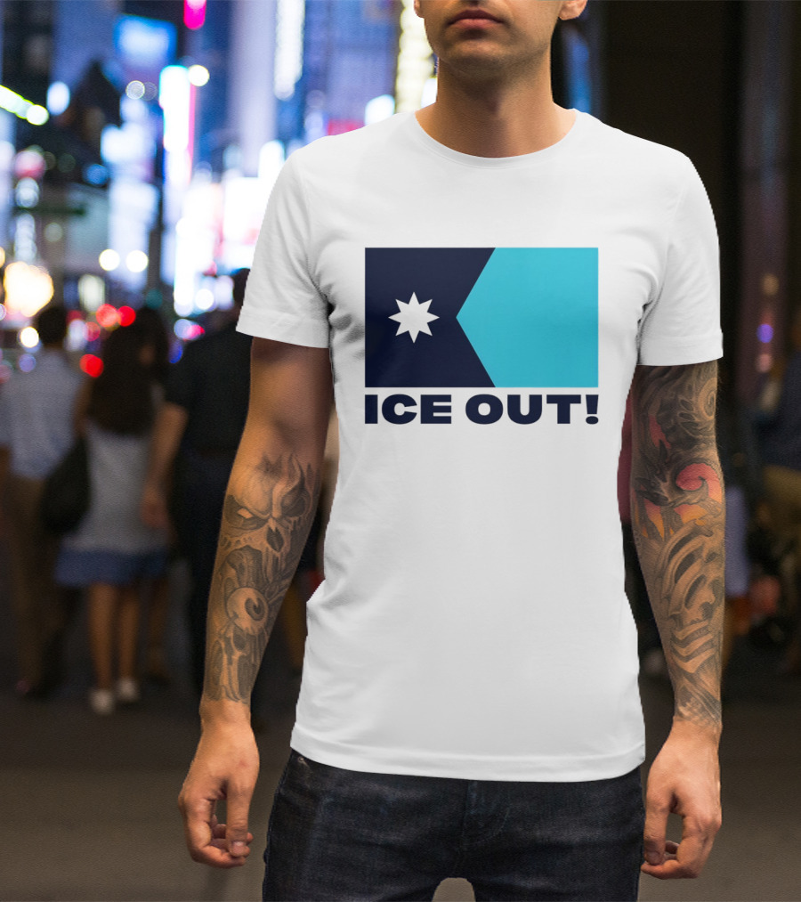 Ice Out Minnesota Star Flag T-Shirt