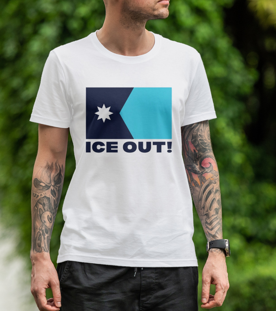 Ice Out Minnesota Star Flag T-Shirt