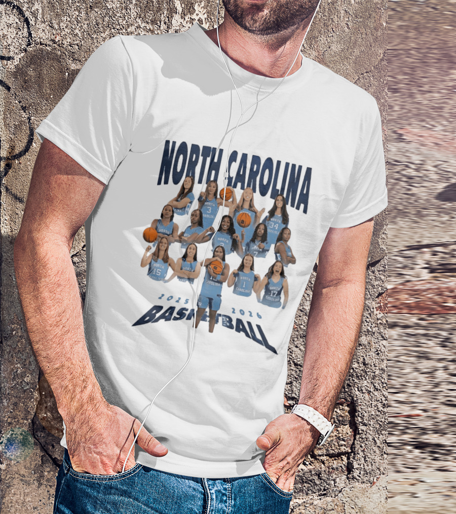 North Carolina Tar Heels Basketball 2025 2026 Team Players T-Shirt