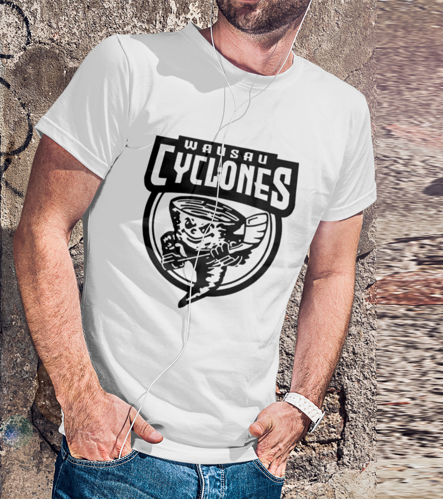 Wausau Cyclones Hockey 2025 Tornado Mascot Holding Stick T-Shirt
