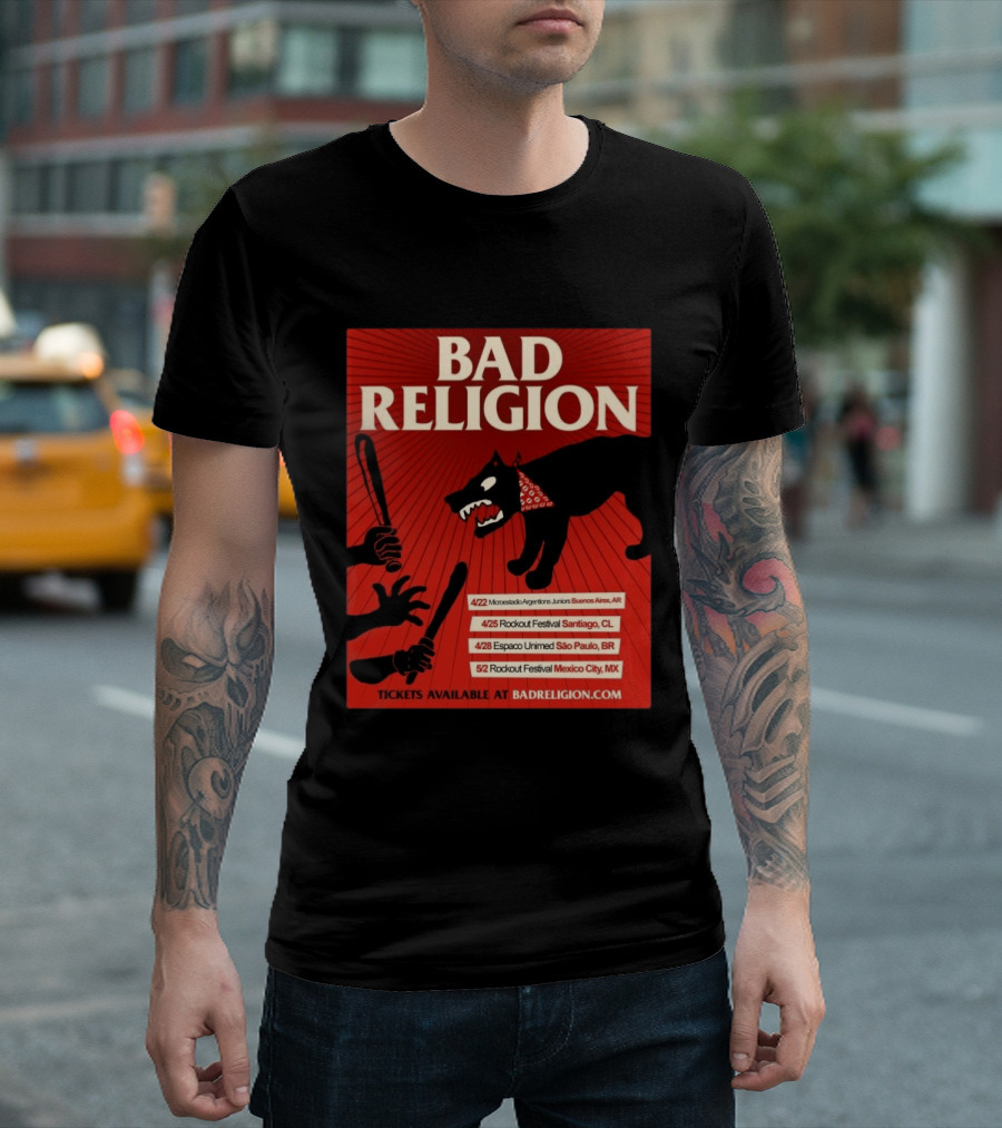 Bad Religion Tour 2026 Latin America Dates Buenos Aires Santiago São Paulo Mexico City T-Shirt