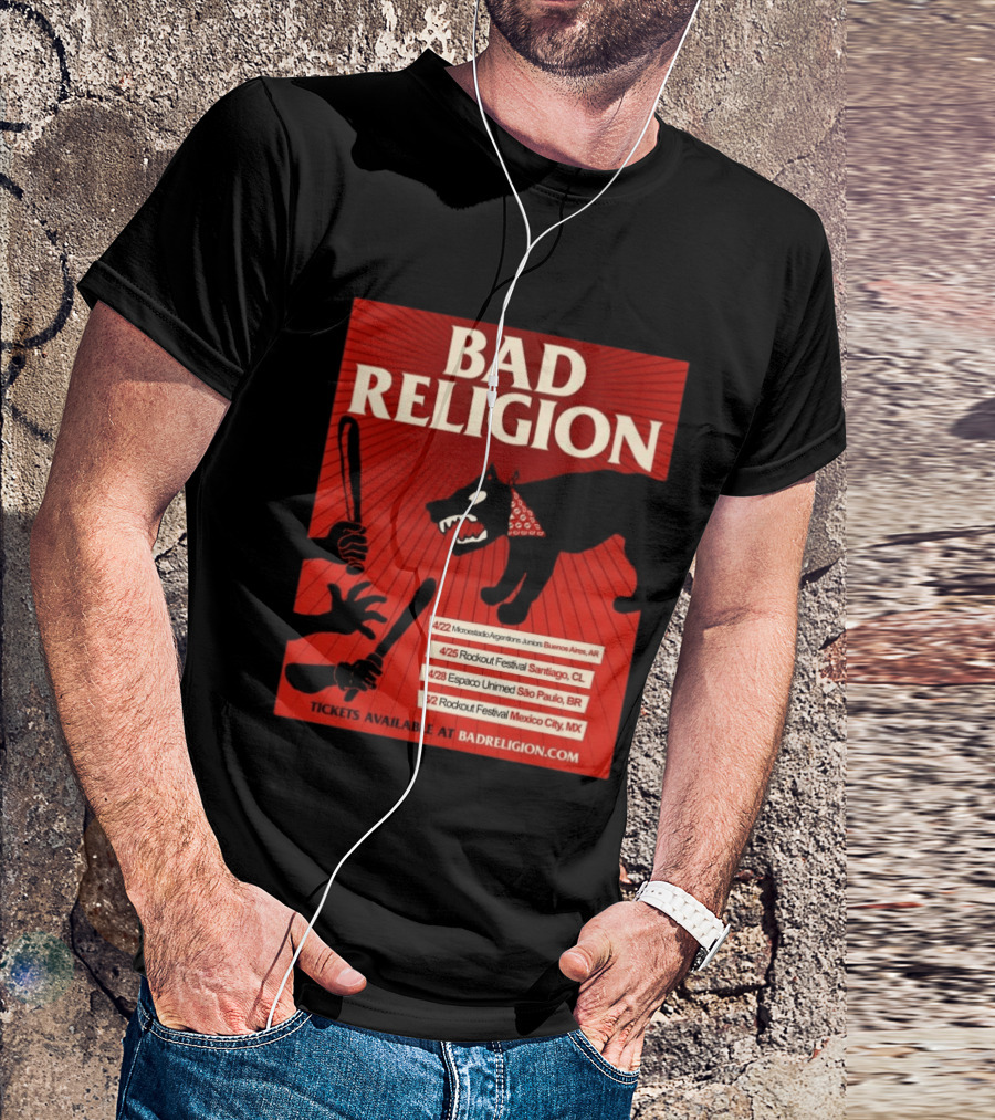 Bad Religion Tour 2026 Latin America Dates Buenos Aires Santiago São Paulo Mexico City T-Shirt