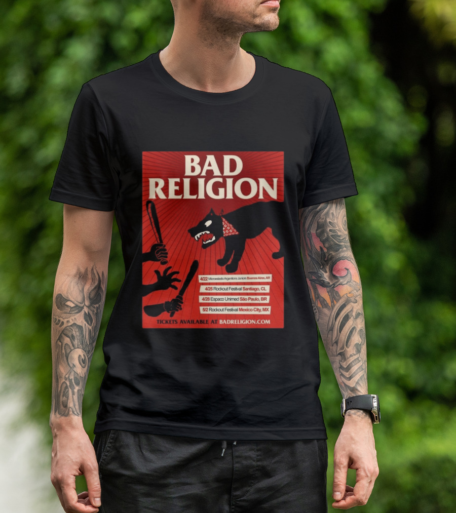 Bad Religion Tour 2026 Latin America Dates Buenos Aires Santiago São Paulo Mexico City T-Shirt