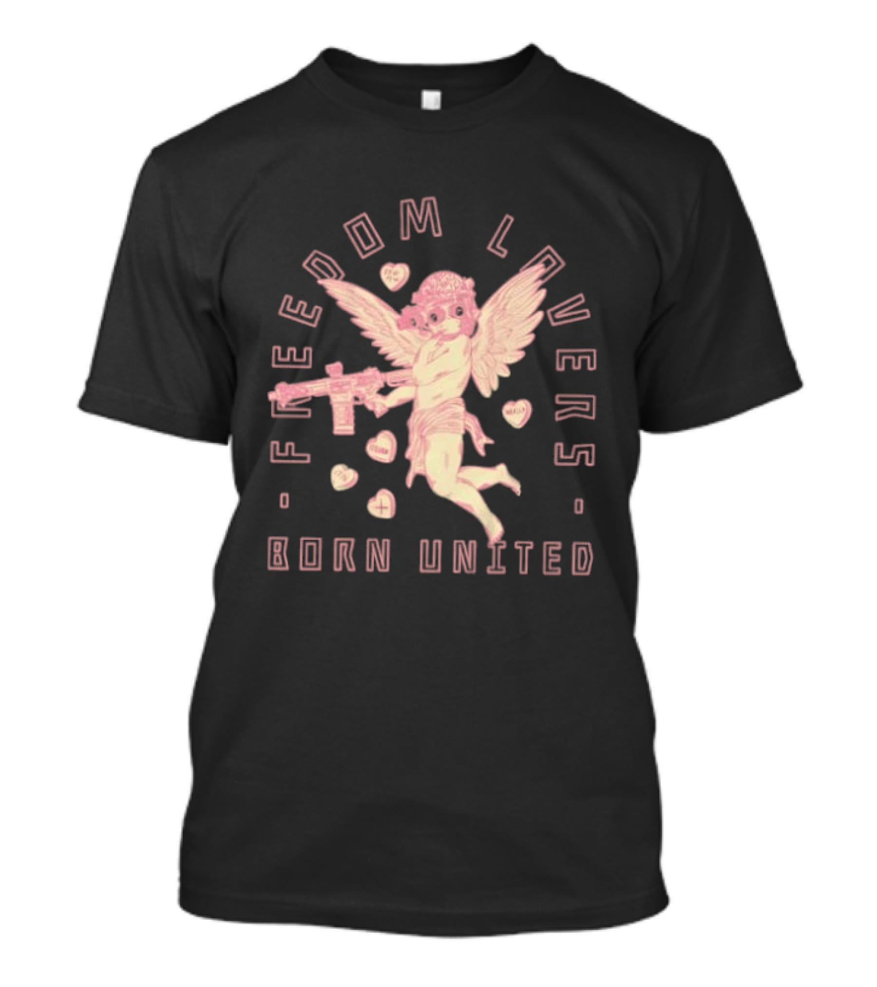 Freedom Lovers Born United Angel With Rifle And Hearts T-Shirt