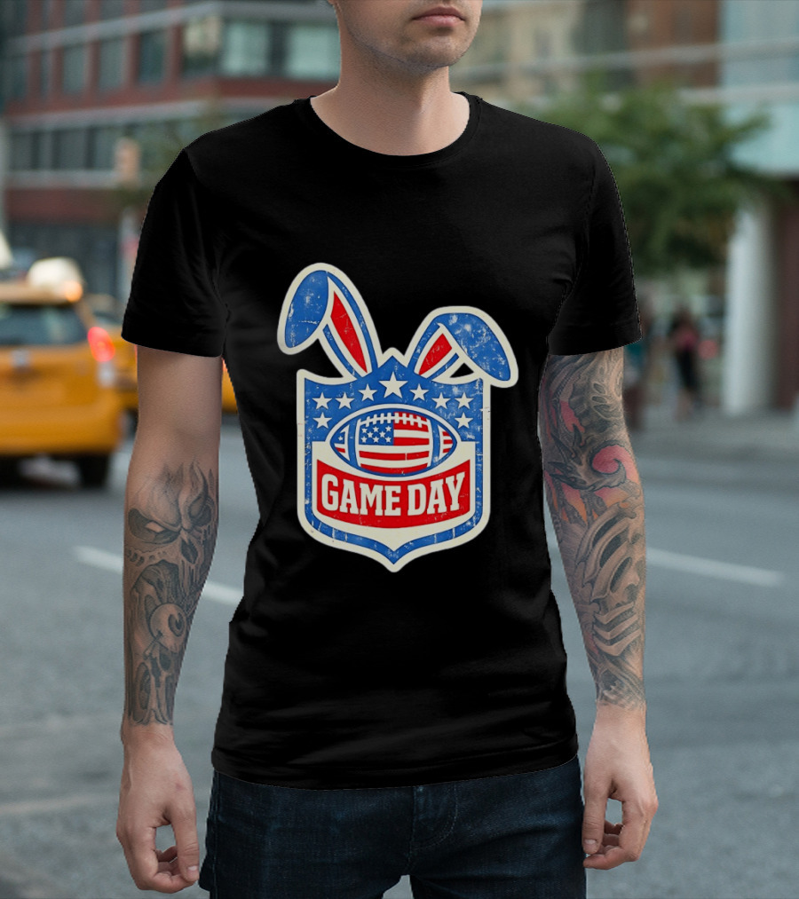Easter Football Game Day American Bad Bunny Stars Stripes T-Shirt