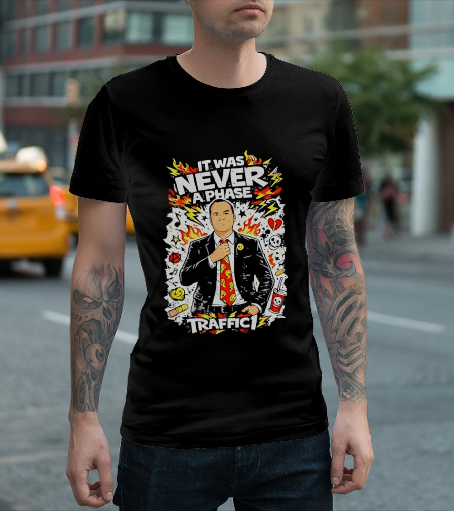 It Was Never A Phase Pop Punk Forever Fire Flames Pizza Hearts T-Shirt