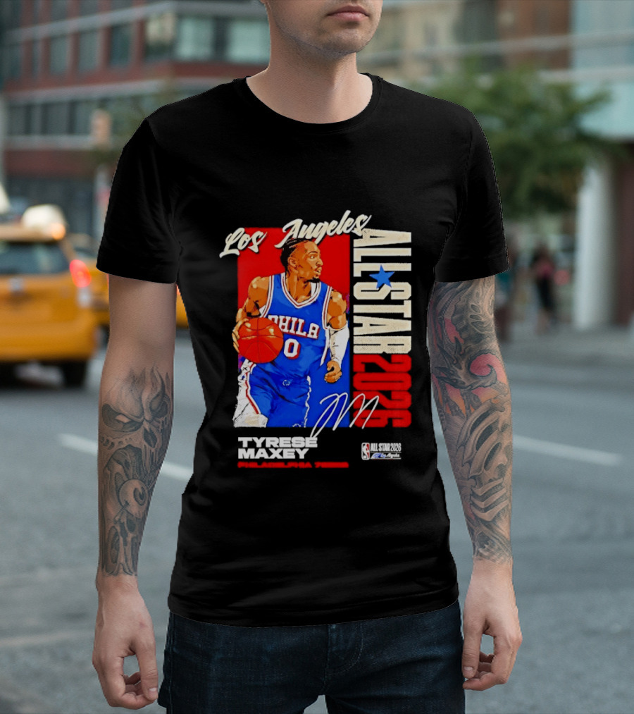 Los Angeles All Star 2026 Tyrese Maxey Philadelphia 76ers NBA Player T-Shirt