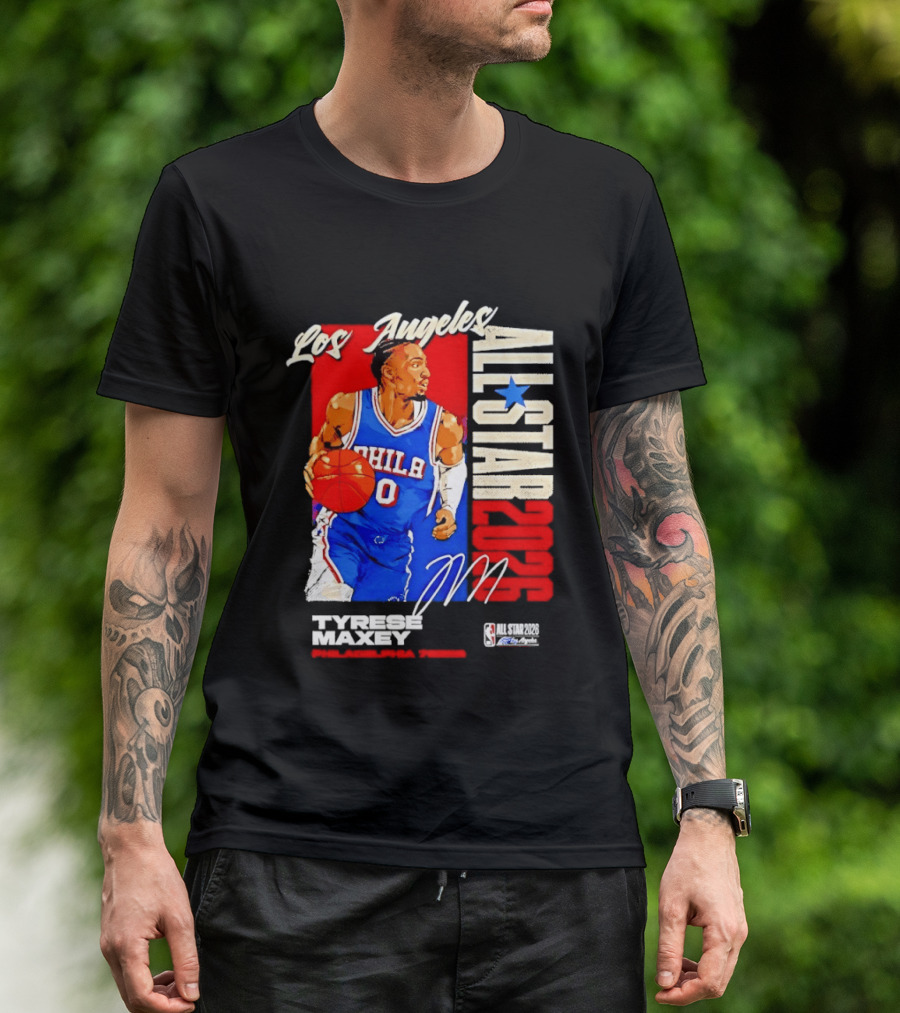 Los Angeles All Star 2026 Tyrese Maxey Philadelphia 76ers NBA Player T-Shirt